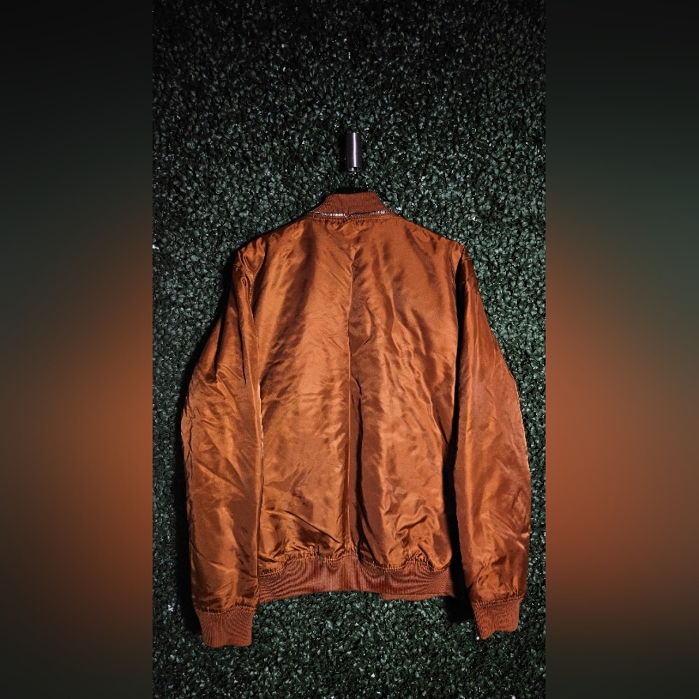 Forever 21 Brown Bomber Jacket with Classic Collar and Fitted Waist - Picture 4 of 4